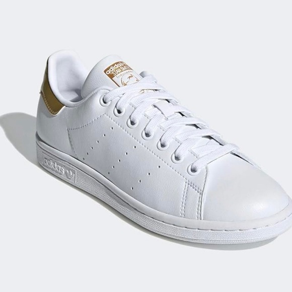 Adidias Stan Smith white and gold sneakers size 8 - Picture 1 of 7
